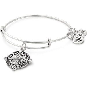 Divine Guides Jesus Charm Expandable Bangle Bracelet 2-3.5in - Rafaelian Silver